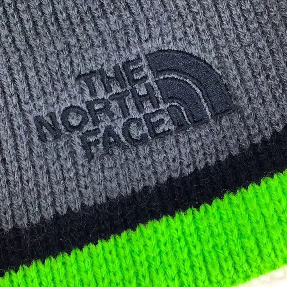 The North Face Black and Green Knit Hat